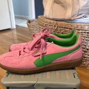 Puma Pink and Green Retro Sneakers